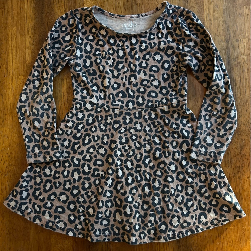 Leopard Print Long Sleeve Dress | Girl Size 4 | The Children’s Place